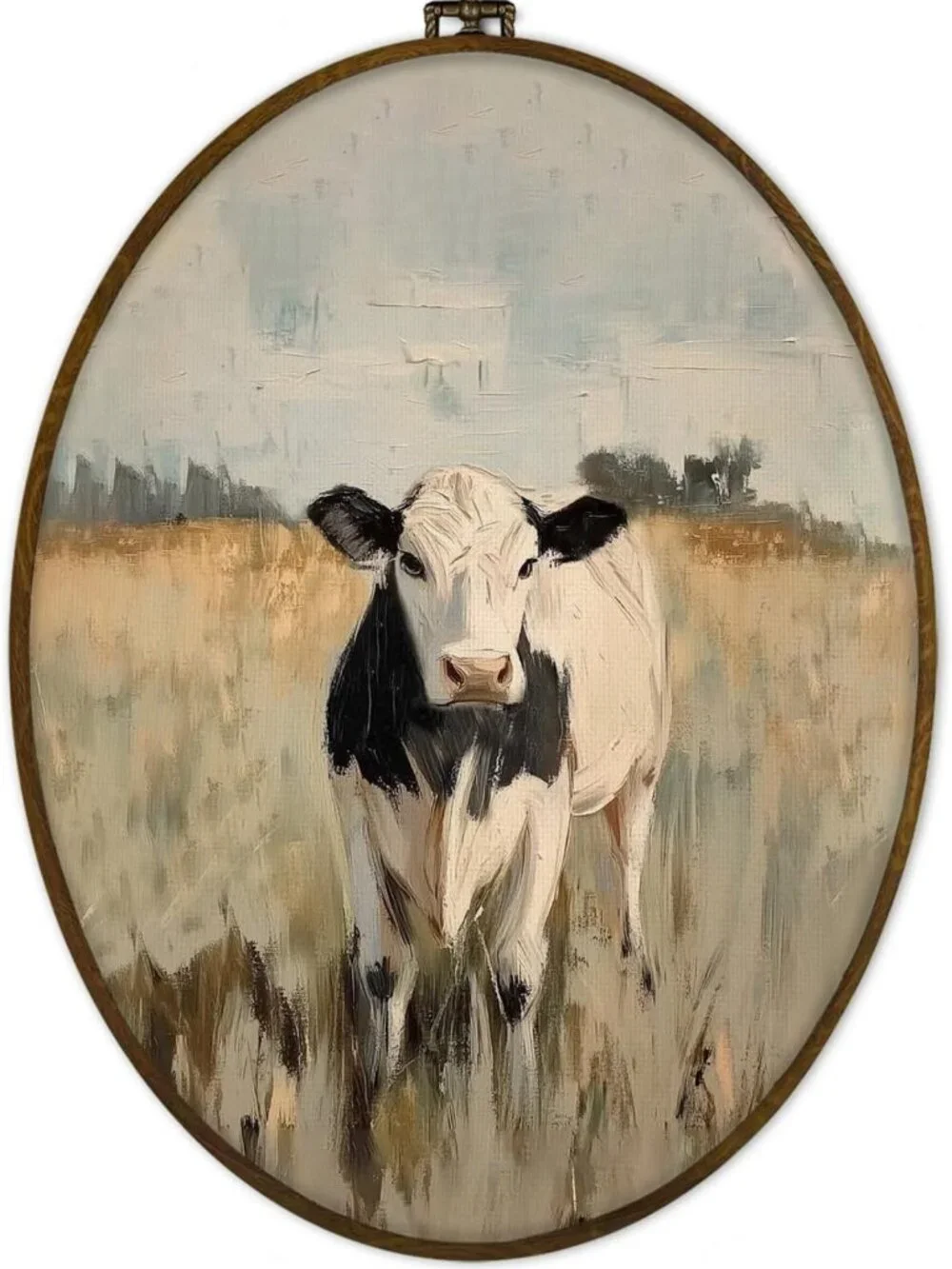 Rustic Farmhouse Cow Wall Art Decor | Vintage Animal Canvas Print | 8.7x11.3